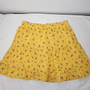 Forever 21 Floral Yellow Mini Skirt